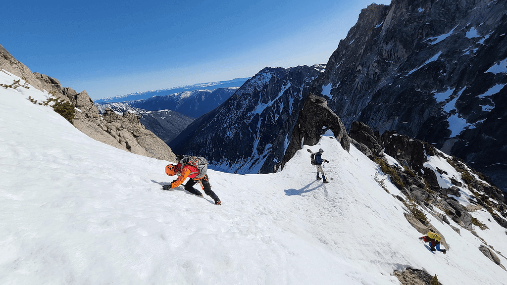 A decently steep snow scramble found in intermediate hiking
