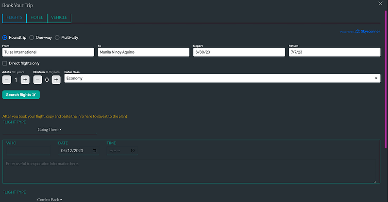 How To Book Your Trips With The Trip Planner with the booking tool custom to your trip