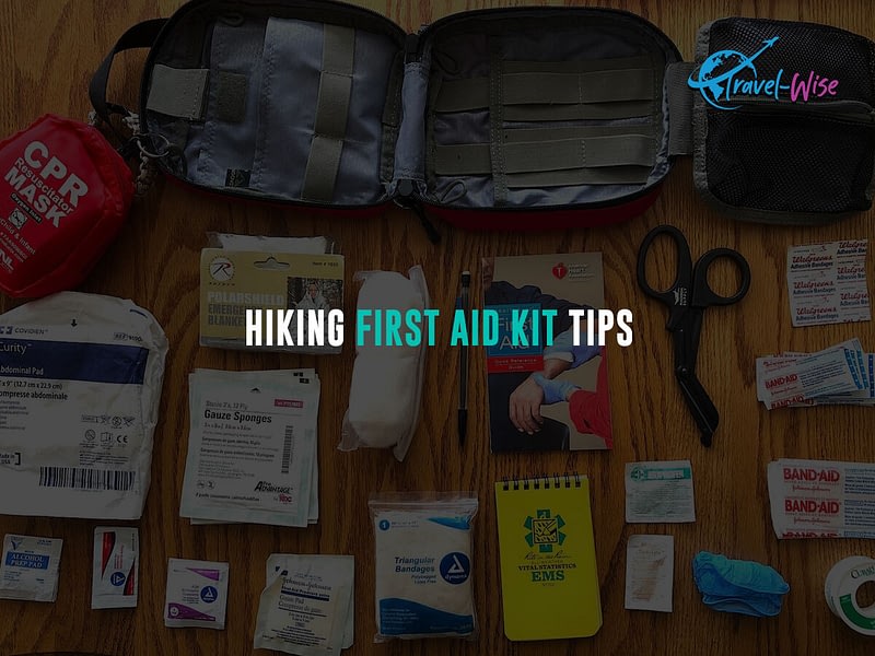 First Aid kit and other hiking gadgets are shown in the images