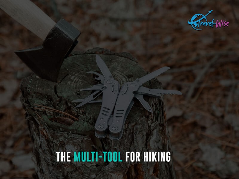 The images show multi-tools and other hiking gadgets