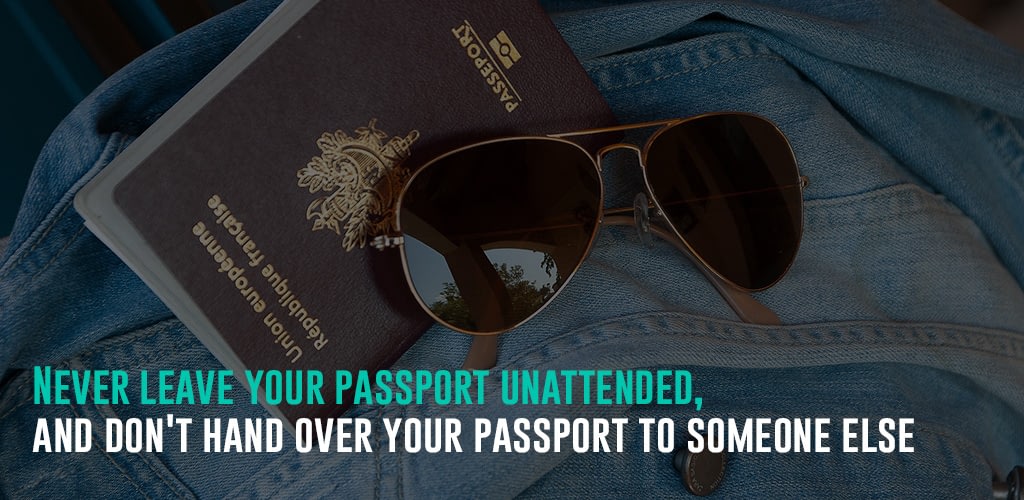 a denim jacket with sunglasses and a passport on top