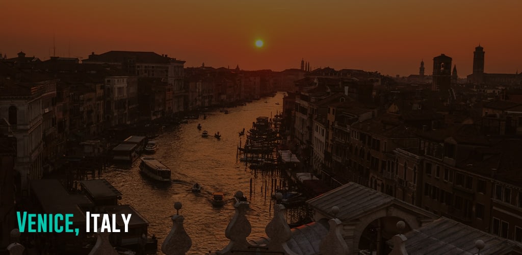 aerial photo of the Grand Canal during the sunset