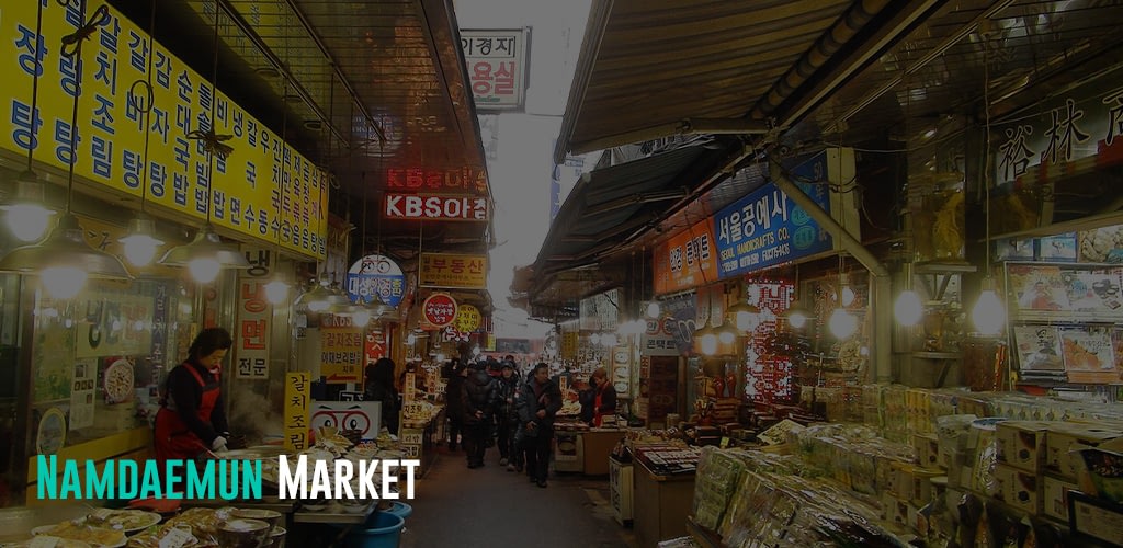 market stalls selling different food