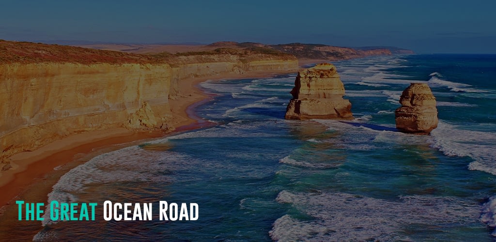aerial view of the  Great ocean road shores and rock formations