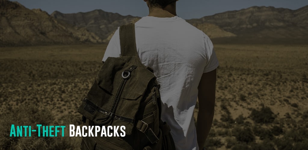 man with a backpack in the desert 