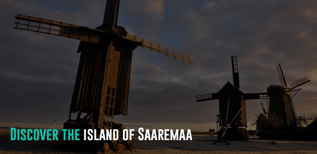 a view of old windmills in Saaremaa