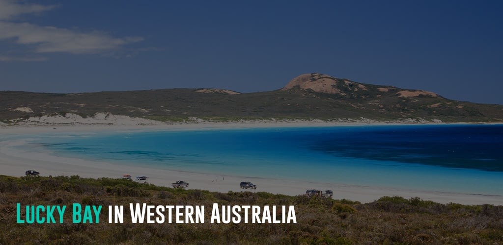 beautiful hues of blue on the beach of Lucky Bay