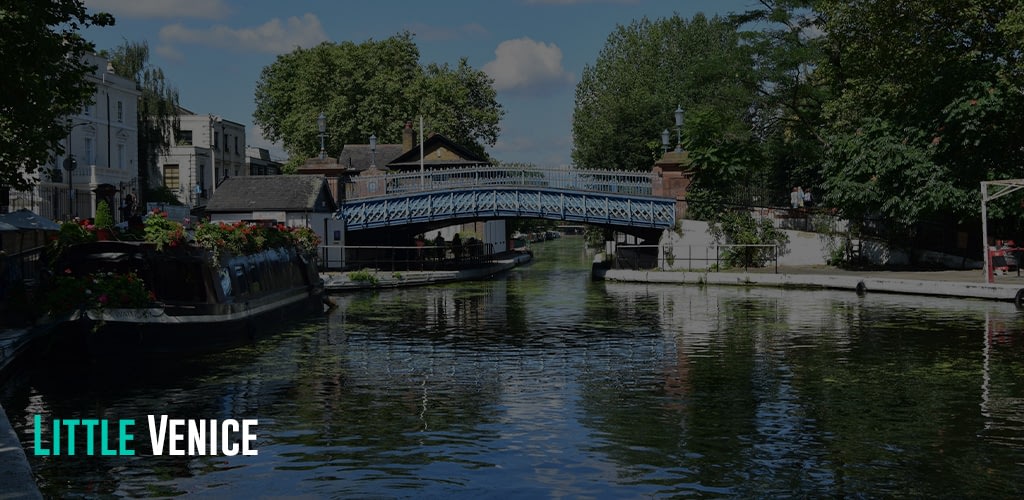 a view of a bridge in the Little Venice of London