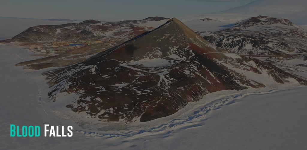 an aerial view of the Mcmurdo Station and it's beautiful mountains surrounding it