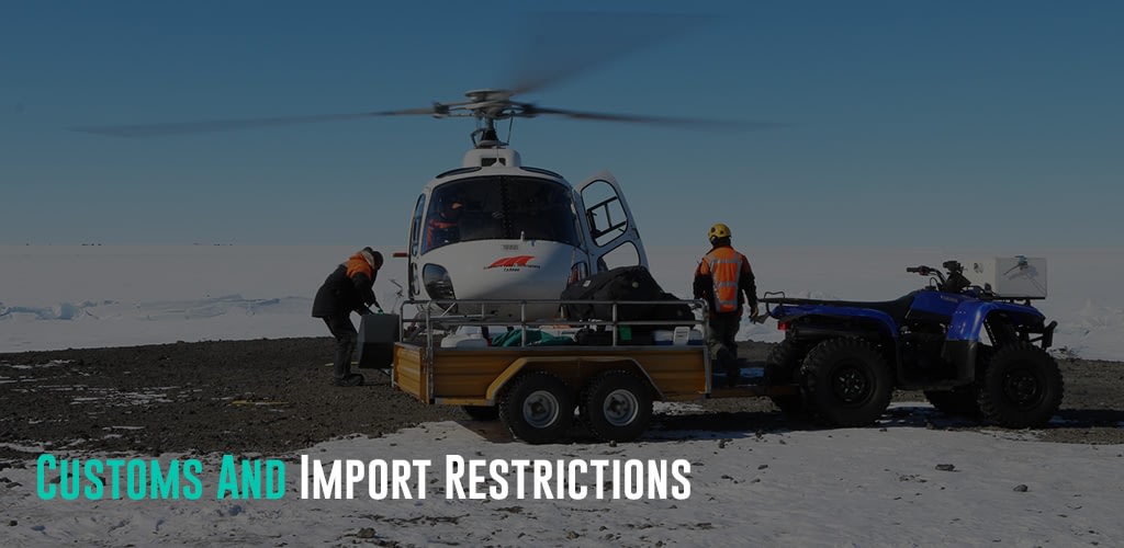 Helicopter loading cargo for scientific research at Scott Base in Antarctica