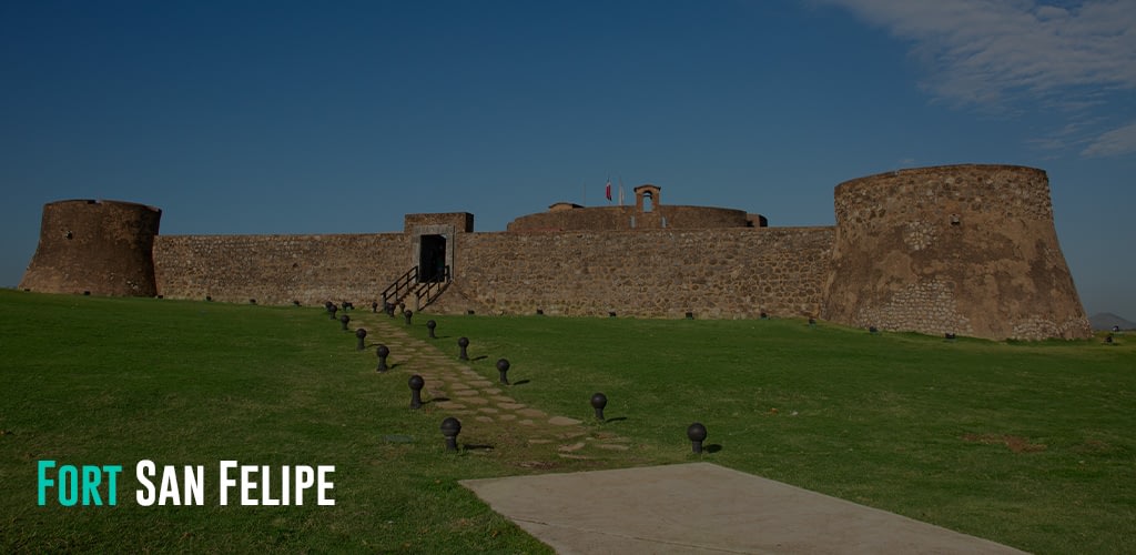 a view of the Fort San Felipe, an old structure, under a great weather