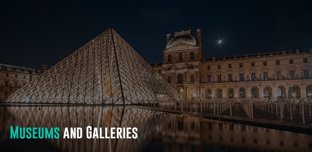 The Louvre in Paris at night time