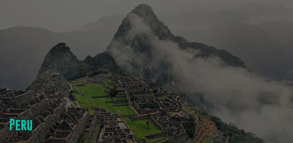 Aerial view of the Machu Picchu in Peru