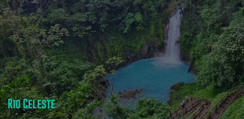 a view of the Rio Celeste with its turquoise colored water