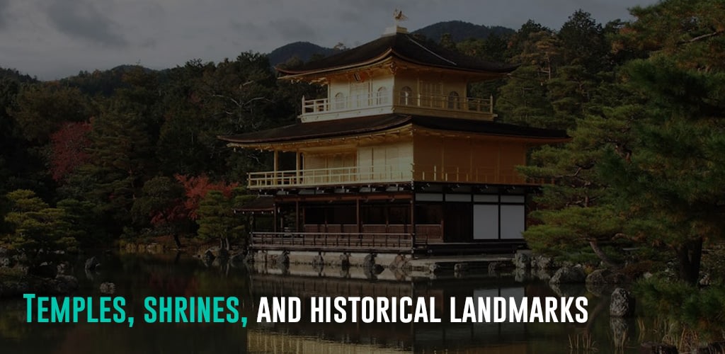 Historical temple beside a lake.