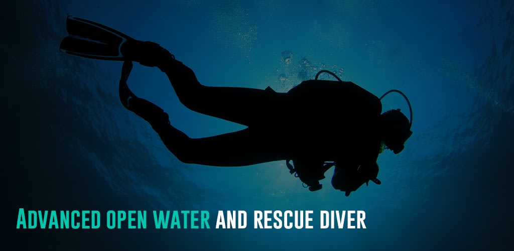 A diver in an open water