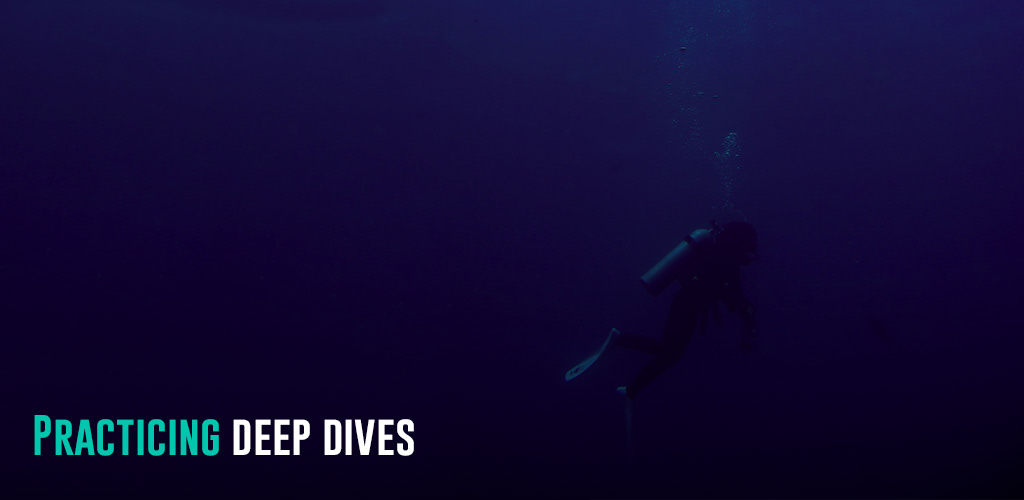 a diver on a stop during a deep dive