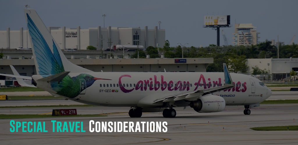the Caribbean Airline Airplane parked at the airport