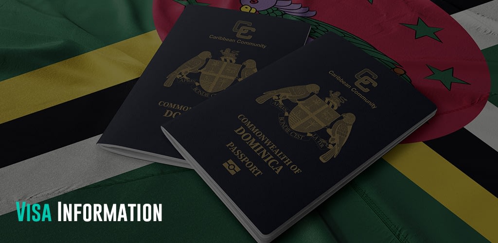 Dominica National Passport on top of their flag