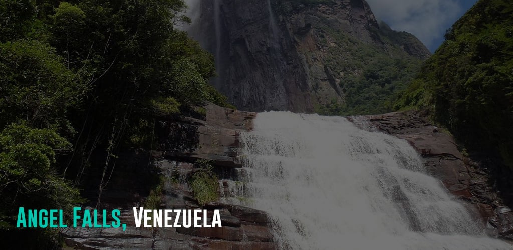 a lower angle view of the Angel Falls