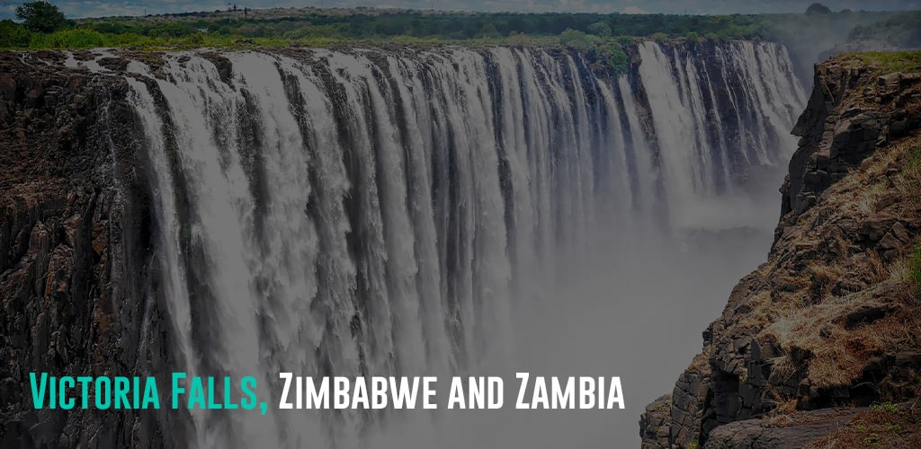 a view from a higher area at the side of the Victoria Falls