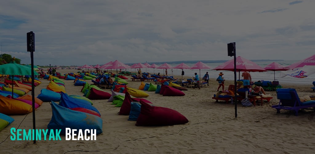 Colorful bean bags at the beach