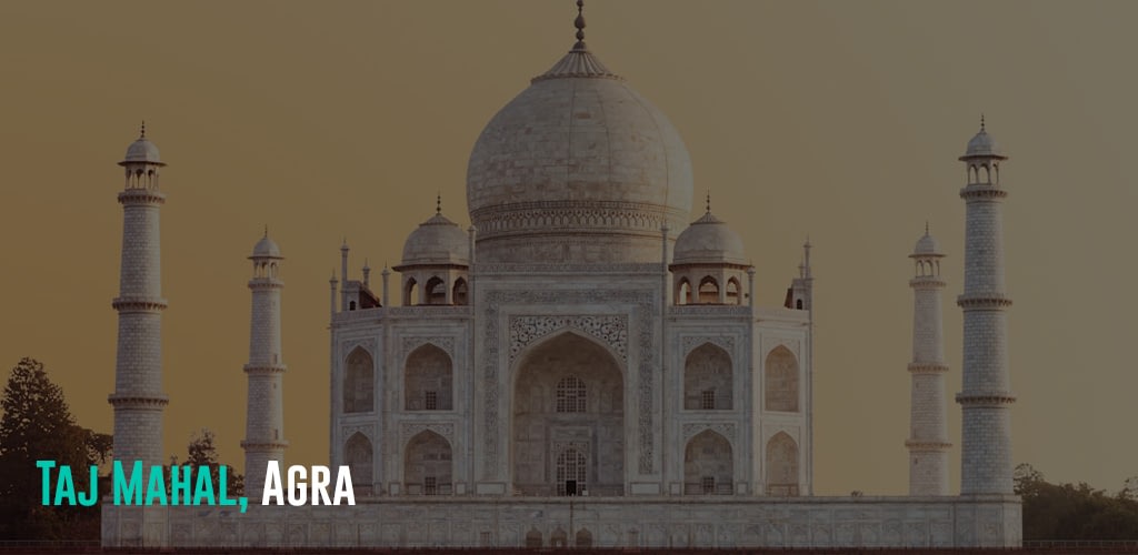 The Taj Mahal during the sunset