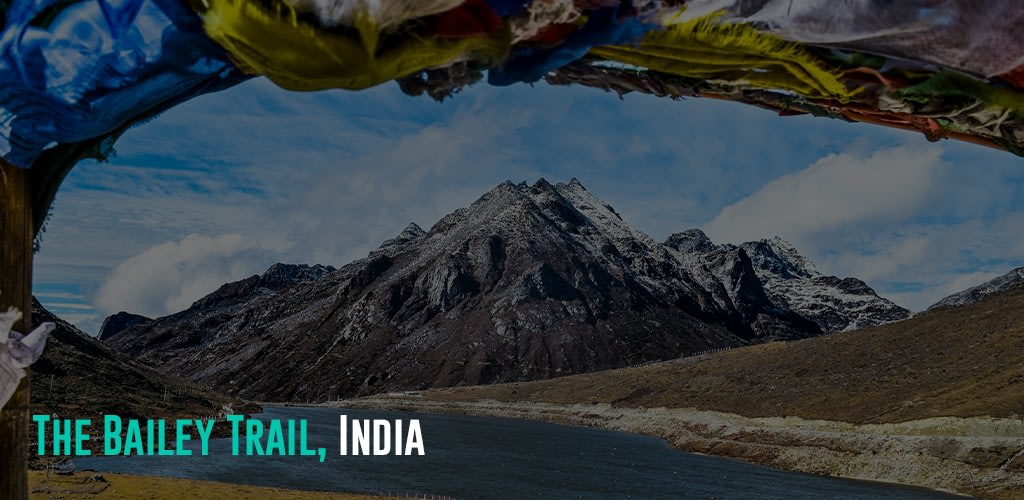 A view of the mountains inside a tent